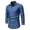 Erkekler Sıradan Gömlek CHCS-A279-SW Bahar Giyim Kot Kontrast Uzun Kollu Moda Eğlence Gençler Düğme Gömlek