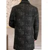 Homme laine décontracté Trench manteau coupe-vent hommes Social Streetwear pardessus automne hiver laine mi-long coréen mince Tweed