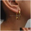 Hoop Huggie Hie Gold Chic Water Drop Shaped Earrings Womens Chunky Hoops Geometrical Brass Minimalist Party Jewelryhoop Delivery Jewel DH5S9