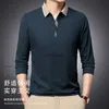 Camisas de vestido masculinas 2023 outono novo estilo negócios lapela camiseta polo camisa de meia idade e jovens mangas compridas moda topo yq230926