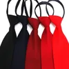 Neck Ties Pre-tied NeckTie Mens Skinny Zipper Red Black Blue Solid Color Slim Narrow Bridegroom Party Women Dress Present2868