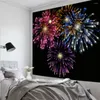 Tapisseries feu d'artifice flamme impression fond noir tapisserie décoration mur tissu suspendu