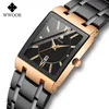 Wwoor Rose Gold Watch Women Square Quartz Waterfroof Ladies Watches Top Brand Luxury Elegant Wrist Watch