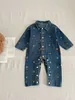 Strampler Frühling Herbst geboren Säugling Baby Jungen und Mädchen Strampler Denim Strampler Little Bear Onepiece Kindermode Babykleidung 230925