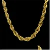 Chains 10Mm Thick 76Cm Long Rope Twisted Chain 24K Gold Plated Hip Hop Heavy Necklace For Mens Drop Delivery Jewelry Necklaces Pendant Dhxt7