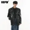 Men's Leather Faux IEFB Jackets Korean Style High Grade Belt Buckle Niche Design Loose Solid Color Casual Coat 9C2345 230925