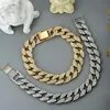 Punk Iced Out Kristall Cuban Link Kette Armbänder Für Frauen Männer Gold Silber Farbe Bling Strass Armband Fußkettchen Schmuck Link 2983