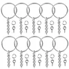 100st Keychain Rings smycken med kedja och 100 datorer skruvögonstift bulk för hantverk DIY Silver Keyring Making Accessories320D