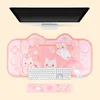 Andra kontorsskolan levererar stora kawaii spelmus pad söt pastell rosa sakura katt xxl stor skrivbord matta vatten Proof Nonslip Laptop Accessories 230926