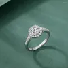 Anéis de casamento estilo prata cor platina luxuoso d-cor musgo zircão crescendo buquê romântico feminino anel para presente e festa