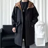 Men's Trench Coats Europe The United States Coat Long Clothes Autumn Winter Plus Fat Handsome Loose Hooded Windproof