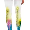 Push Up Peacock Print Gym Leggings Women High Waist Leggins Stretch Athletic Sexy Pants Casual Femme