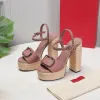 Espadrilles Platform Sandaler Luxury Designers Läder flätade fotledsband med chunky klackar Sandaler Holiday Style Summer Heeled Shoes Open Toe Factory Shoe Size 35-41