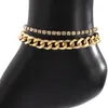 Anklets Fashion Fashion Chunky Chain Rhinestone 세트 여성을위한 발목 간단한 개인화 된 발톱 휴일 보석 액세서리 선물