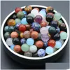 Pendant Necklaces Round Gemstone Pendants Necklace Natural Dangle 14Mm Ball Crystal Charms Healing Chakra Stone Charm Sphere Jewelry 4 Dhlj7