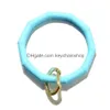 Nyckelringar 10 Färger Sile Wristlet Keychain Armband Bangle Keyring Large Circle Bamboo Sports Women Girls Drop Delivery Smycken Dhttz