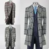 Heren Wol Wollen Mannen Pak Lange Plaid Check Overjas Bussiness Office Party Prom Blazer Tailor Made Formeel Causaal Kostuum Homme