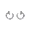 Boucles d'oreilles Carttiers Designer De Luxe Mode Femmes S925 Boucles D'oreilles En Argent Plein Diamant Boucles D'oreilles Rondes Premium Sense Petites Et Exquises Boucles D'oreilles