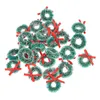 Decorative Flowers 24 Pcs Red Home Decor Christmas Wreath Mini Green Garland Hanging Decoration Decorate Ornament Party Sisal Silk