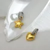 عشيق فلاشبوي بالونات القلب الأقراط الخماسية غير المتماثلة للنساء micro Zircon Zircon Hoop Gold Color المجوهرات 230925