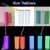 USA Stocks Glow Tumblers Sublimation 20oz Straight Skiny Tumbler with Straw Lid Stainless Steell Double Wall Diy Blanks Slim Water299K