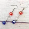 Dingle örhängen trippel fasetterad ab glas kristall pärlor för kvinnor USA 4 juli Röd vit blå patriotiska smycken grossist