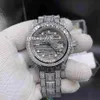 Relojes ETA2836 de calidad superior para hombres Reloj con diamantes helados Caja de acero inoxidable 904 plateada de 40 mm Lado del reloj con esfera de diamante Auto205r