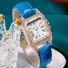 Mixiou 2021 Crystal Diamond Square Womens Watch Watch Colorful Leather Strap Quartz Ladies Wastes Direct S257i