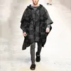 Männer Wolle 2023 Herbst Winter Männer Frauen Schal Jacken Vintage Nationalen Muster Gedruckt Woolen Poncho Mit Kapuze Mäntel Männlich Lose cape Outwear