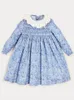 Flickans klänningar 2023 Clibeso Baby Girls Floral Dress Autumn Kids Vintage Smocked Cotton Children Boutique Smocking Frocks Spädbarnskläder 230925