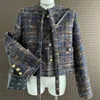 Chaquetas De Mujer Otoño Invierno Francés Elegante Colorido Tejido Pajarita Tweed OL Abrigos Vintage Señoras Chaqueta Delgada Mujer Outwear Top