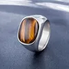 Cluster Rings Natural Onyx Tiger Eye Big Turkish For Men Vintage Gold/Silver Color Stainless Steel Oval Ring Fashion Jewelry