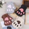 Fünf-Finger-Handschuhe, Kawaii-Damen-Katzenhandschuhe, modische Mädchen, Katzenkrallenpfote, Plüsch-Fäustlinge, warm, weich, Plüsch, kurze fingerlose Halbfinger-Winterhandschuhe 230926