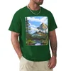 Herrpolos Bob Ross Inspired Landscape-Mountain Art T-shirt för en pojke T-shirts Man Mens Graphic