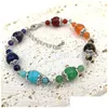 Épingles à œil perlées Bracelet sept chakras Améthyste Lapis Tigre Pierre naturelle Anqitue Or / Argent Fleur Perles Cap Spacer Résultats Faits à la main B DH21B