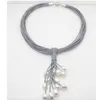 Kedjor smycken 01-12mm riktigt vitt sötvatten pärlhänge halsband läder sladd magnet lås mode