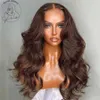 Perucas sintéticas Chocolate Brown Lace Front Wigs 13x4 Body Wave Sintético Glueless Resistente ao Calor Fibra Cabelo para Mulheres 230227