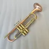 Phosphor-Kupfer-Trompete, B-B-Flachmessing, vergoldet, exquisites, langlebiges Musikinstrument mit Mundstück, Handschuhen, Riemenetui 00