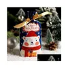 Julekorationer 10st Cartoon Xmas Candy Present Bags Kids Cookie Sweet Plastic DString Bag For Home Year Party 2023 Drop Deliver Otmzk