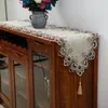 طاولة عداء yomdid بيضاوي الدانتيل الطاولة عداء الخزانة المطرزة tablectloth الدانتيل قلادة tasser dresser table cover غبار الغبار manteles de mesa 230926