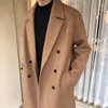 Lana da uomo SYUHGFA 2023 Cappotto di lana Abbigliamento Moda coreana Media lunghezza Ispessimento invernale Sciolto doppio petto Caldo lungo