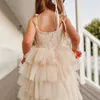 Flickans klänningar Little Girls Summer Dress for Kids Princess Birthday Party Gown Lace Sling Tutu Wedding Children Dresses Vintage Floral Clothes 230925