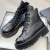 Designer-Damenstiefel, luxuriöse Herbst- und Winterstiefel, Chelsea-Stiefel mit dickem Boden, Schnürstiefeletten, hochhackige Fabrikschuhe, Rindsleder-Bikerstiefel, Größe 35–41