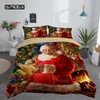 Set di biancheria da letto Set di biancheria da letto di Buon Natale stampato in 3D Queen / Twin / King Size Decorazione natalizia Biancheria da letto per la casa con cuscino da letto 230926