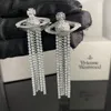 Modemerk Diamond Stud Lange Kwast Oorbellen Klassieke Saturnus Oorbellen Planeet Oorbel Ontwerper Voor Vrouwen Cadeau