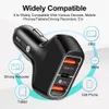 PD 20W 3 PORTS Biltelefonladdare Snabbladdning 3A QC3.0 Snabbladdningstyp C USB-C-laddare Auto Power Adapter för iPhone Samsung Xiaomi GPS