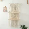 Kök förvaring handgjorda tofs macrame vägg hängande hylla boho bomull rep vävt tapestry växthängare flytande hemrumsdekor