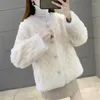 Women's Fur Autumn Winter Fashion Short Style Single Breasted Round Neck Sheep Cut Fleece Pellet Integrated Warm Coat For Women