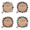 Glückliche türkische blaue Evil-Eye-Karte, 8 mm Fluorit-Sodalith-Steinperlen, handgefertigtes elastisches Armband für Männer und Frauen, Yoga, Reiki-Schmuck