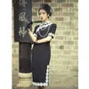 Roupas étnicas Vestido Chinês Preto Seda Qipao Vestidos de Noite High End Lace Cheongsam Personalização Cheongsams Modern China